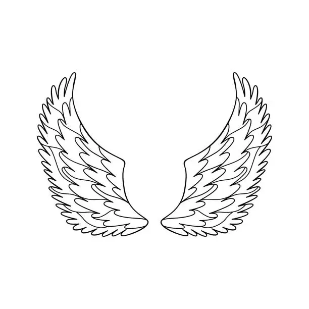 Vector illustration of Angel or bird wings silhouette.