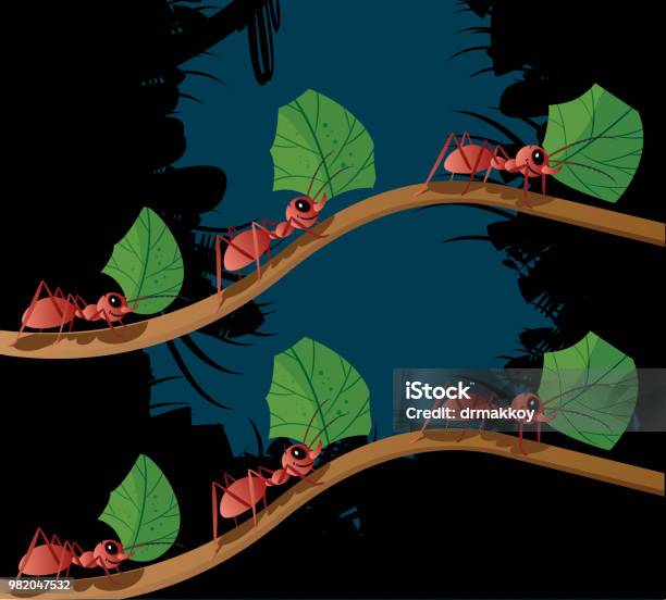 Working Ant Stock Illustration - Download Image Now - Ant, Tree, Anthill