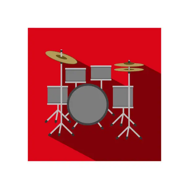 Vector illustration of Vector flat icon of drums - the drum kit