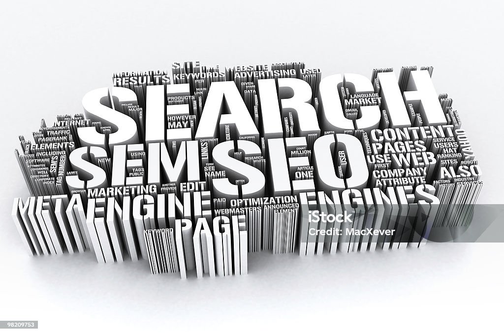 Search on Internet - SEO 3d  Color Image Stock Photo