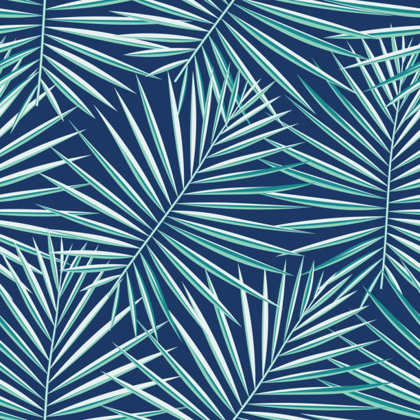 istock Tropical palm leaves pattern seamless background. Exotic fashion trendy floral foliage pattern. Seamless beautiful botany palm tree summer decoration design.Vector pattern print for swimwear wrapping. 982101202
