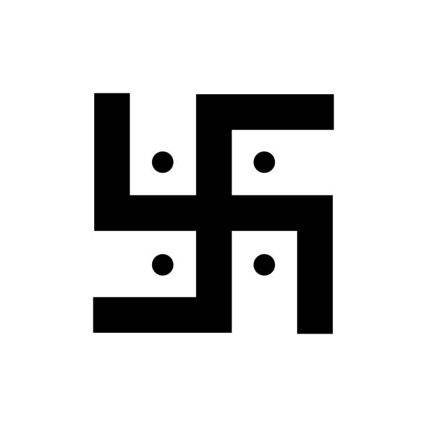 swastyka symbol religijny prosta ikona - swastyka hinduska stock illustrations