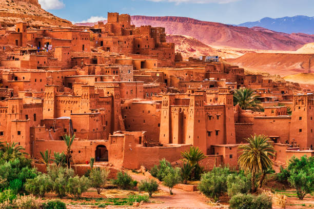 アイト ・ ベンハドゥ - 古代都市でモロッコ北アフリカ - 世界遺産 ストックフォトと画像