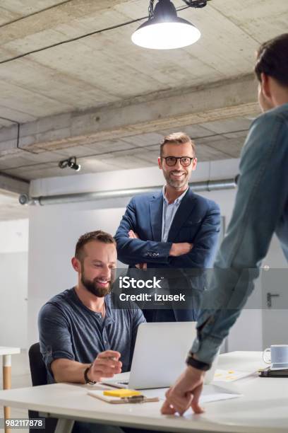 Team Of Executives Working In Office Stock Photo - Download Image Now - Computer Programmer, Three People, Adult