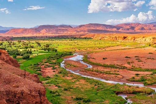 Fertile river valley in North Africa - Morocco