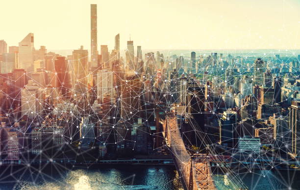 связи с нью-йорком - new york city built structure building exterior aerial view стоковые фото и изображения