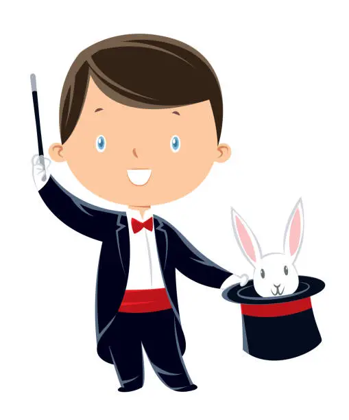 Vector illustration of Magician and Rabbit