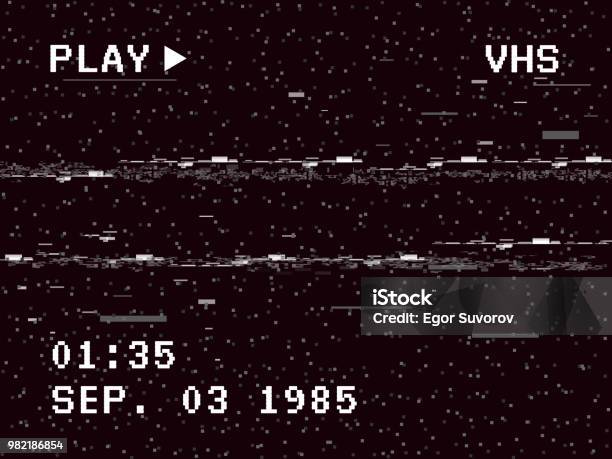 Effet De Petit Problème De Caméra Fond Vhs Rétro Ancien Modèle De Vidéo Aucun Signal Rembobinage De La Bande Illustration Vectorielle Vecteurs libres de droits et plus d'images vectorielles de Cassette vidéo