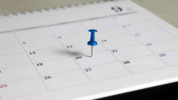 istock A blue tack on the calendar. 982189324