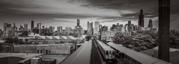 istock Chicago Skyline from the west with the train 982206304