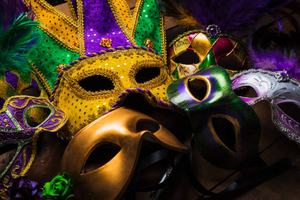 istock Mardi Gras masks on a dark background 982212258