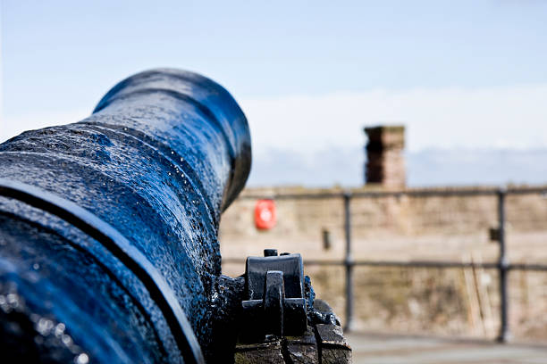 Picture taken Whitehaven Harbour Cannons stock photo