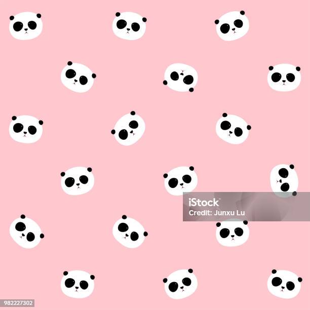 Pink Panda Pattern Seamless Vector Pattern Panda Head Pattern On Light Pink Background ...