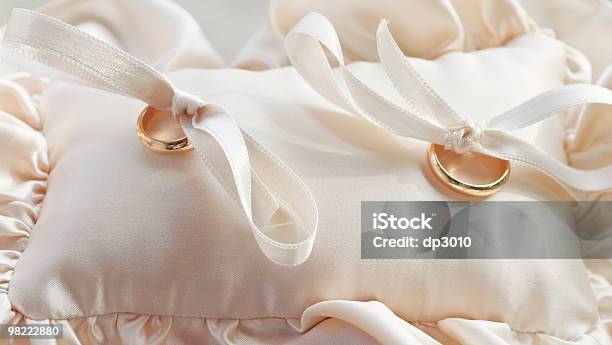 Gold Wedding Rings Stock Photo - Download Image Now - Beige, Celebration, Close-up