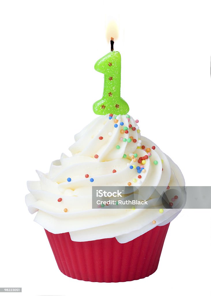 Primer cumpleaños magdalena con glaseado - Foto de stock de Primer cumpleaños libre de derechos