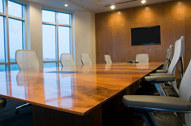 istock Interior of conference room with vacated seats 98223138