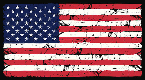 illustrazioni stock, clip art, cartoni animati e icone di tendenza di grunge bandiera americana - grungy flag