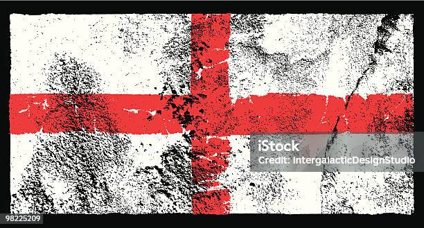 Bandiera Dellinghilterra Grunge Stile - Immagini vettoriali stock e altre immagini di A forma di croce - A forma di croce, Bandiera, Bianco