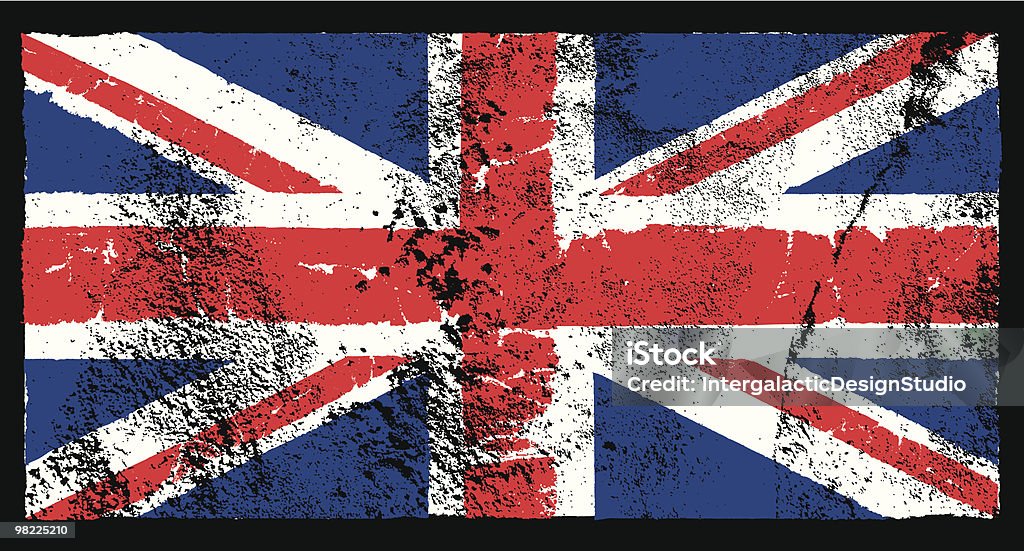 Bandera de Reino Unido Grunge estilo - arte vectorial de Azul libre de derechos