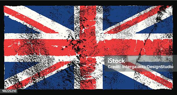Ilustración de Bandera De Reino Unido Grunge Estilo y más Vectores Libres de Derechos de Azul - Azul, Bandera, Blanco - Color
