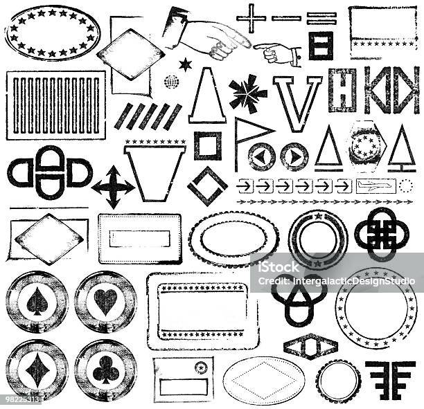 Estampado Símbolo Y Matasellos Juego De Diseño Foto de stock y más banco de imágenes de Elipse - Elipse, Matasellos, Rectángulo