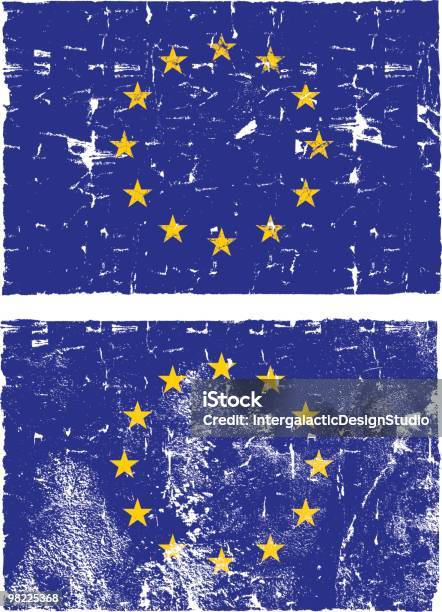 Drapeau De Grunge De Lunion Européenne Style Vecteurs libres de droits et plus d'images vectorielles de Bleu - Bleu, Culture européenne, Drapeau