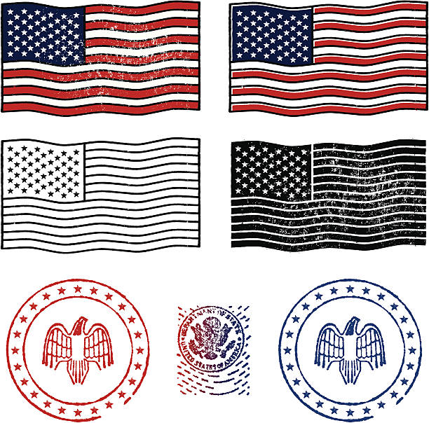 Patriotic Stamp Set vector art illustration