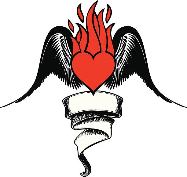 Vector illustration of Hot Flying Love Tattoo