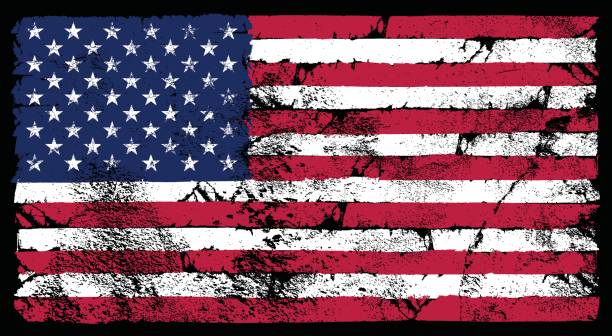 grunge amerykańska flaga - weathered stock illustrations