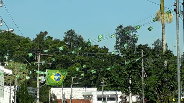 istock Brazil flags on the street 982256212