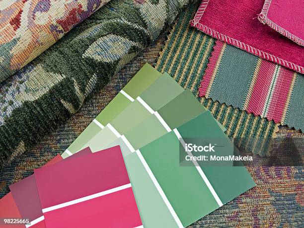 Green And Red Interior Decoration Plan Stock Photo - Download Image Now - Choice, Color Image, Color Swatch