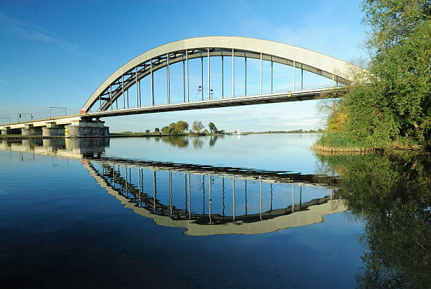 Railway bridge  lek river in the netherlands stock pictures, royalty-free photos & images