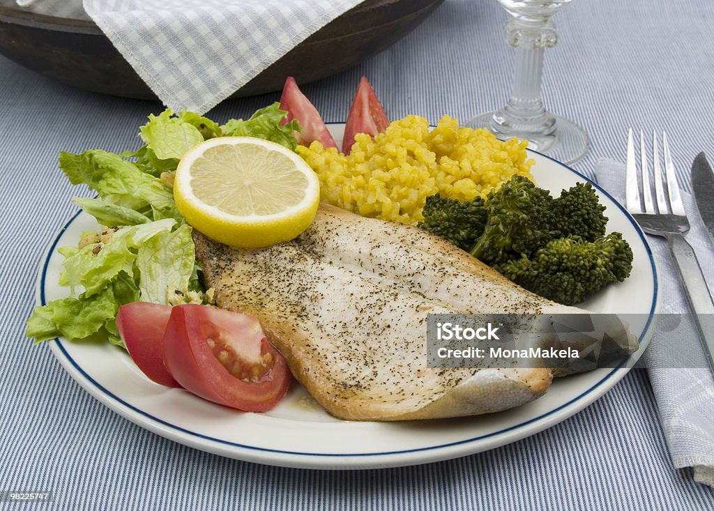 Rainbow trout dinner  Broccoli Stock Photo