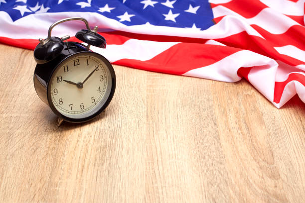 istock USA flag and alarm clock 982257986
