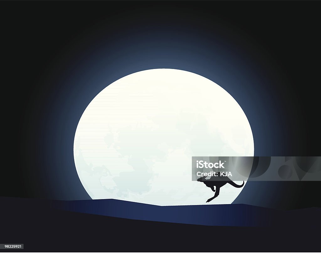Entroterra australiano chiaro di luna con canguro/Wallaby (illustrazione vettoriale - arte vettoriale royalty-free di Australia