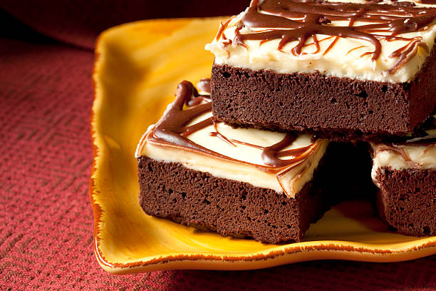 istock Frosted brownies on yellow plate 98226044