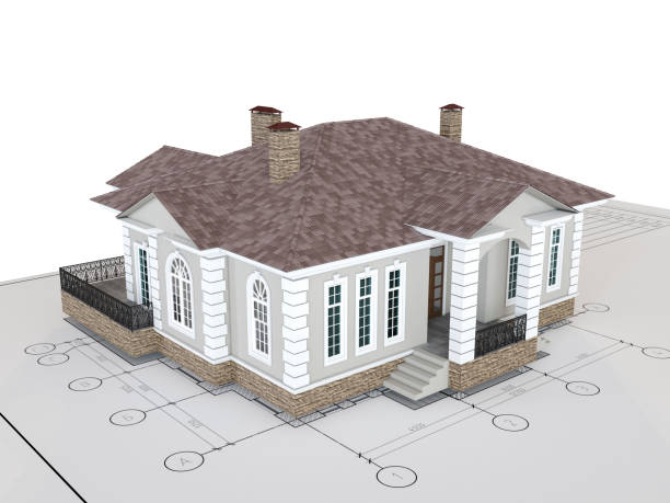 istock Classic house on drawing isolated. Building, architecture exterior. 982265042