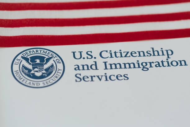Logo of U.S. Citizenship and Immigration Services stock photo
