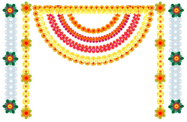 istock Traditional Indian flower garlands decoration for holiday 982279986