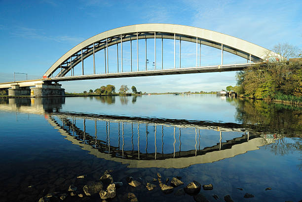 Railway bridge  lek river in the netherlands stock pictures, royalty-free photos & images
