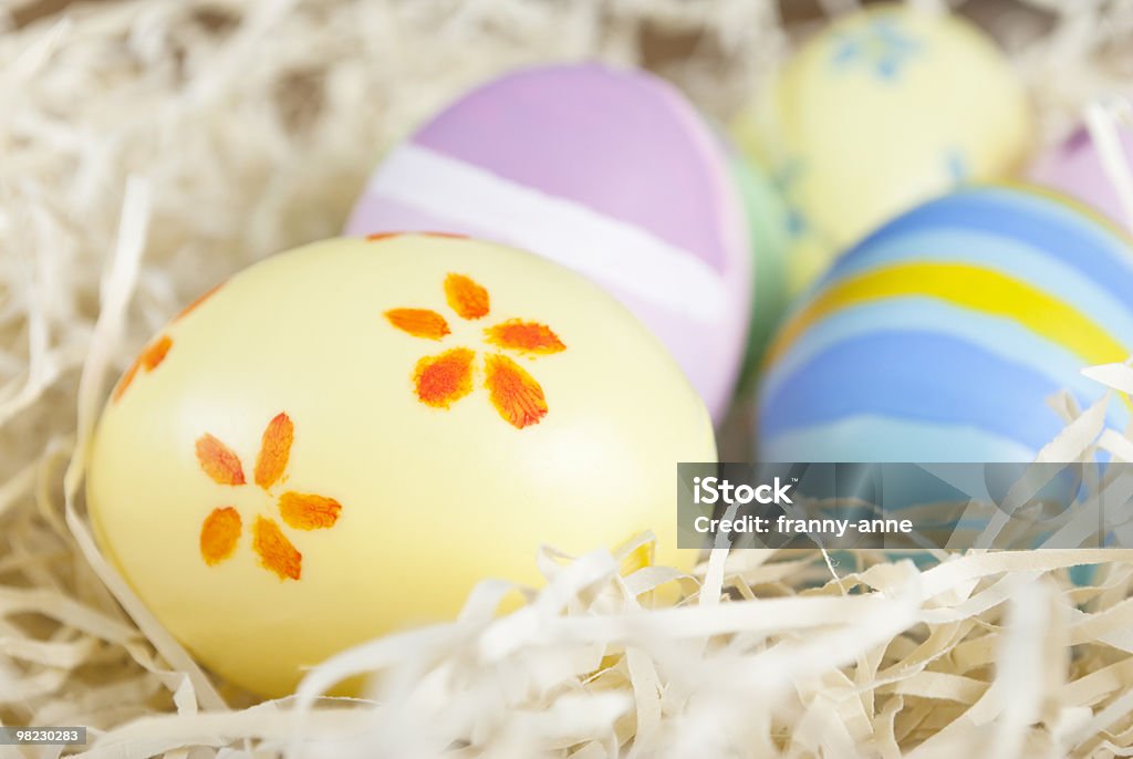 Handpainted Wielkanoc jaja w gniazdo - Zbiór zdjęć royalty-free (Bez ludzi)