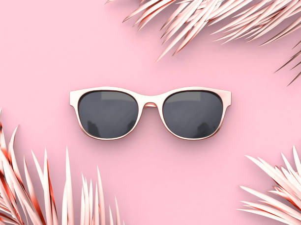 Pink scene abstract sunglasses summer concept 3d rendering