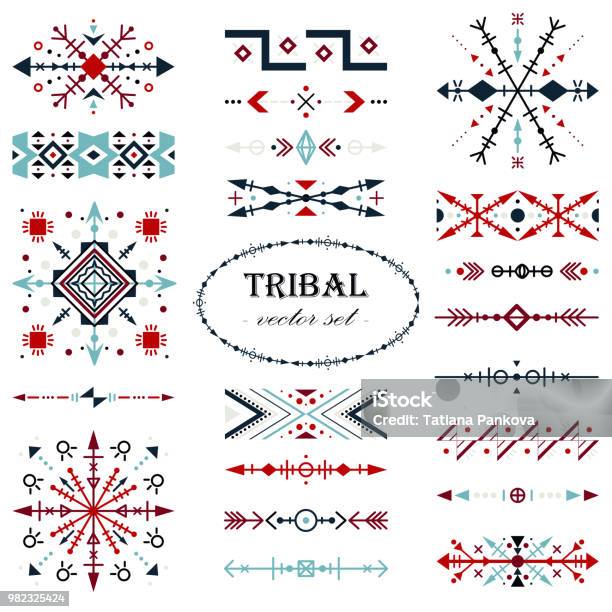 Colorful Traditional Vector Set Brush Set In Tribal Style Stock Illustration - Download Image Now