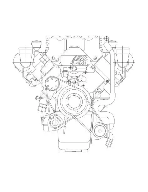 Photo of Car Engine blueprint - isolated