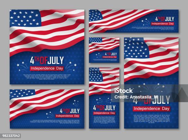 Independence Day Celebration Banners Set Stock Illustration - Download Image Now - Fourth of July, USA, Independence Day - Holiday