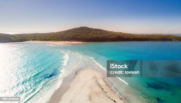 Fingal Sand Spit As High Tide Washes In Cutting Access Stock Photo - Download Image Now