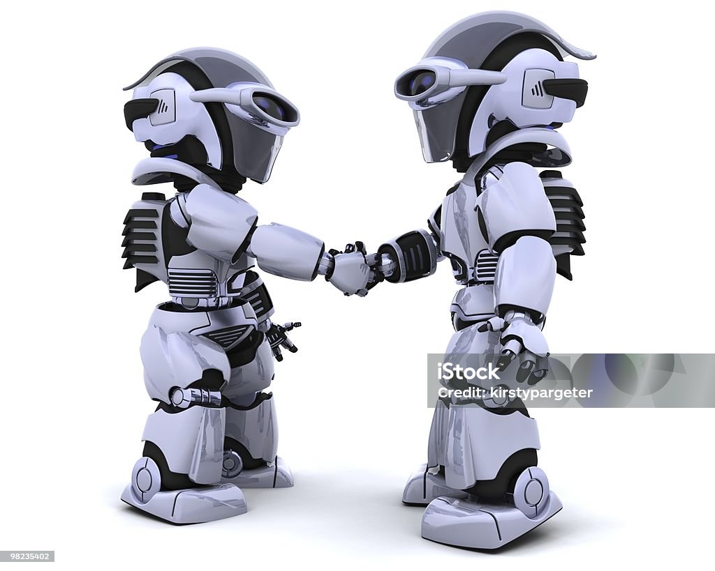 robots shaking hands  Adult Stock Photo