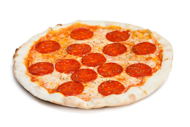 istock fresh italian classic original pepperoni pizza isolated on white background. 982355020