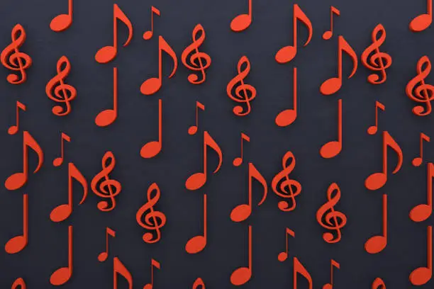 Photo of Musical Note Icons and Treble Clef Background