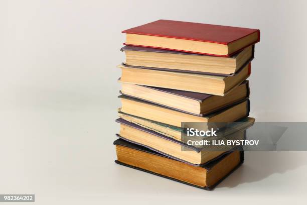 Pile Of Old Books Stock Photo - Download Image Now - Book, Stack, Horizontal